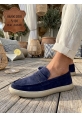 MRG0251 %100 İçi Dışı Hakiki Deri Erkek Lacivert Süet Casual Loafer Kauçuk Rahat Taban Dikişli Ayakkabı