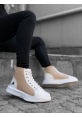 MirgeShoes Beyaz-Krem Bağcıklı Erkek Spor Bot Vinnex Yüksek Kalın BYZ Taban MRG010602574