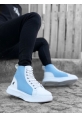 MRG0256 Bağcıklı Erkek Yüksek Taban Beyaz Mavi Taban Spor Bot
