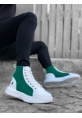 MRG0256 Bağcıklı Erkek Yüksek Taban Beyaz Yeşil Taban Spor Bot