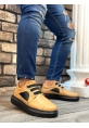 MirgeShoes Karamel Bağcıksız Erkek Casual Ayakkabı Kemerli Kalın Yüksek SYH Taban MRG010602620