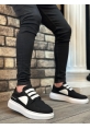 MirgeShoes Siyah Bağcıksız Erkek Casual Ayakkabı Kemerli Kalın Yüksek BYZ Taban MRG010602620