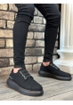 MirgeShoes Siyah Bağcıksız Erkek Casual Ayakkabı Kemerli Kalın Yüksek SYH Taban MRG010602620