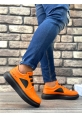 MirgeShoes Turuncu Bağcıksız Erkek Casual Ayakkabı Kemerli Kalın Yüksek SYH Taban MRG010602620