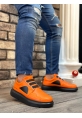 MirgeShoes Turuncu Bağcıksız Erkek Casual Ayakkabı Kemerli Kalın Yüksek SYH Taban MRG010602620