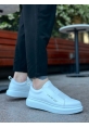 MirgeShoes Beyaz Çift Bantlı Erkek Tarz Ayakkabı Cilt Kalın Yüksek BYZ Taban MRG010602625