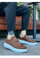 MirgeShoes Taba Çift Bantlı Erkek Tarz Ayakkabı Cilt Kalın Yüksek BYZ Taban MRG010602625