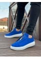 MirgeShoes Mavi Fermuarlı Erkek Tarz Ayakkabı Süet Yüksek Kalın BYZ Taban MRG010602628