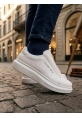 MirgeShoes Beyaz Fermuarlı Erkek Tarz Ayakkabı Cilt Yüksek Kalın BYZ Taban MRG010602628