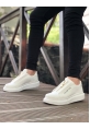 MirgeShoes Beyaz Fermuarlı Erkek Tarz Ayakkabı Cilt Yüksek Kalın BYZ Taban MRG010602628