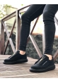 MirgeShoes Siyah Fermuarlı Erkek Tarz Ayakkabı Cilt Yüksek Kalın SYH Taban MRG010602628