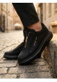MirgeShoes Siyah Fermuarlı Erkek Tarz Ayakkabı Cilt Yüksek Kalın SYH Taban MRG010602628