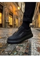 MirgeShoes Siyah Fermuarlı Erkek Tarz Ayakkabı Cilt Yüksek Kalın SYH Taban MRG010602628