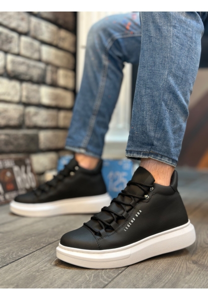 MirgeShoes Siyah Bağcıklı Erkek Tarz Spor Bilek Bot Yüksek Kalın BYZ Taban MRG010602630