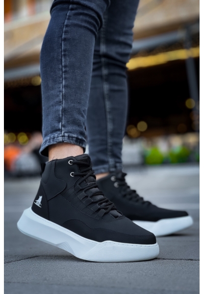 MirgeShoes Siyah Bağcıklı Erkek Spor Bilek Bot Vinnex Yüksek Kalın BYZ Taban MRG010602636