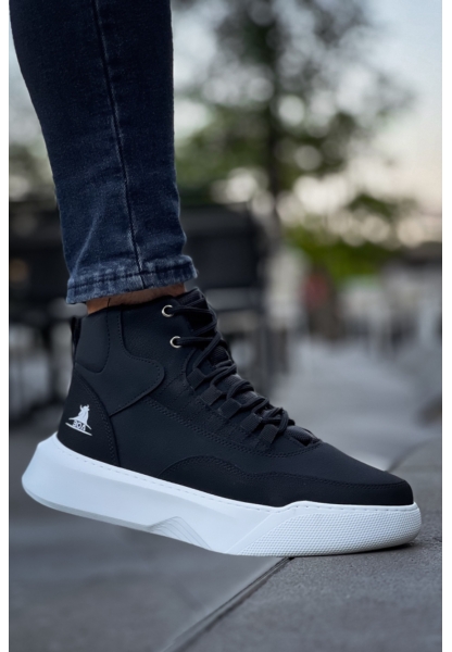 MirgeShoes Siyah Bağcıklı Erkek Spor Bilek Bot Vinnex Yüksek Kalın BYZ Taban MRG010602636