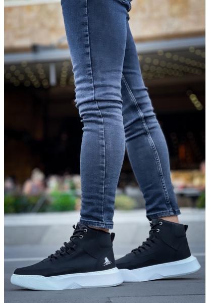MirgeShoes Siyah Bağcıklı Erkek Spor Bilek Bot Vinnex Yüksek Kalın BYZ Taban MRG010602636