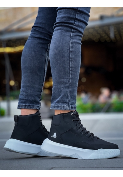 MirgeShoes Siyah Bağcıklı Erkek Spor Bilek Bot Vinnex Yüksek Kalın BYZ Taban MRG010602636