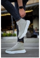 MirgeShoes Gri Bağcıklı Erkek Spor Bilek Bot Vinnex Yüksek Kalın BYZ Taban MRG010602636
