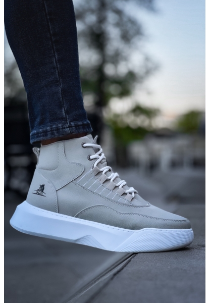 MirgeShoes Gri Bağcıklı Erkek Spor Bilek Bot Vinnex Yüksek Kalın BYZ Taban MRG010602636