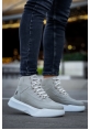 MirgeShoes Gri Bağcıklı Erkek Spor Bilek Bot Vinnex Yüksek Kalın BYZ Taban MRG010602636