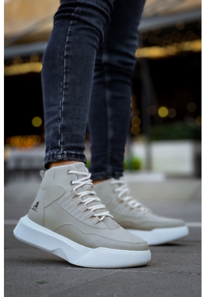 MirgeShoes Gri Bağcıklı Erkek Spor Bilek Bot Vinnex Yüksek Kalın BYZ Taban MRG010602636