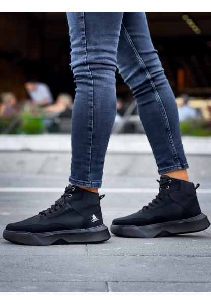 MRG0318 Bağcıklı Erkek Yüksek Taban Siyah Taban Spor Bot