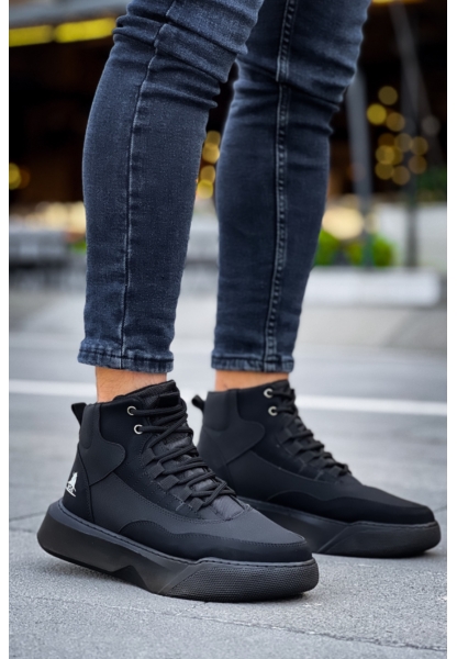 MRG0318 Bağcıklı Erkek Yüksek Taban Siyah Taban Spor Bot