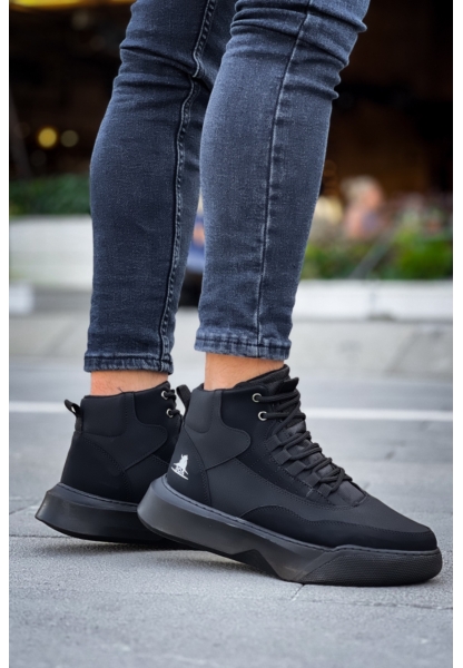 MRG0318 Bağcıklı Erkek Yüksek Taban Siyah Taban Spor Bot