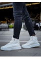 MirgeShoes Beyaz Gizli Bağcıklı Erkek Spor Bot Yüksek Kalın BYZ Taban MRG010602639