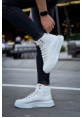 MirgeShoes Beyaz Gizli Bağcıklı Erkek Spor Bot Yüksek Kalın BYZ Taban MRG010602639
