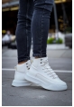 MirgeShoes Beyaz Gizli Bağcıklı Erkek Spor Bot Yüksek Kalın BYZ Taban MRG010602639