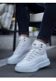 MirgeShoes Beyaz Gizli Bağcıklı Erkek Spor Bot Yüksek Kalın BYZ Taban MRG010602639