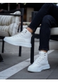 MirgeShoes Beyaz Gizli Bağcıklı Erkek Spor Bot Yüksek Kalın BYZ Taban MRG010602639
