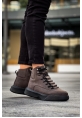 MirgeShoes Kahve Gizli Bağcıklı Erkek Spor Bot Yüksek Kalın SYH Taban MRG010602639