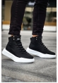 MirgeShoes Siyah Gizli Bağcıklı Erkek Spor Bot Yüksek Kalın BYZ Taban MRG010602639