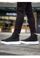 MirgeShoes Siyah Gizli Bağcıklı Erkek Spor Bot Yüksek Kalın BYZ Taban MRG010602639