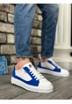 MirgeShoes Beyaz-Mavi Bağcıklı Erkek Spor Ayakkabı Tırtıklı Kalın Yüksek BYZ Taban MRG010602641