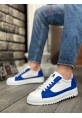 MirgeShoes Beyaz-Mavi Bağcıklı Erkek Spor Ayakkabı Tırtıklı Kalın Yüksek BYZ Taban MRG010602641