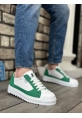 MirgeShoes Beyaz-Yeşil Bağcıklı Erkek Spor Ayakkabı Tırtıklı Kalın Yüksek BYZ Taban MRG010602641