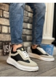 MirgeShoes Gri-Siyah Bağcıklı Erkek Spor Ayakkabı Kalın Yüksek BYZ Taban MRG010602645