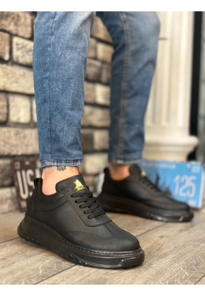 MRG0327 MRG Siyah Kalın Yüksek Taban Bağcıklı Spor Erkek Ayakkabı