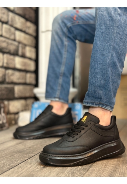 MRG0327 MRG Siyah Kalın Yüksek Taban Bağcıklı Spor Erkek Ayakkabı