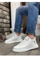 MirgeShoes Beyaz Bağcıklı Erkek Spor Ayakkabı Vinnex Yüksek Kalın BYZ Taban MRG010602649