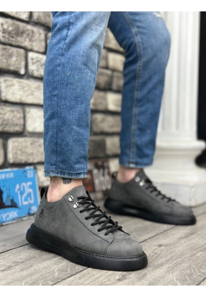 MirgeShoes Füme Bağcıklı Erkek Spor Ayakkabı Vinnex Yüksek Kalın SYH Taban MRG010602649