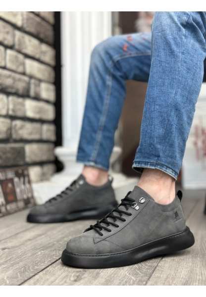 MirgeShoes Füme Bağcıklı Erkek Spor Ayakkabı Vinnex Yüksek Kalın SYH Taban MRG010602649