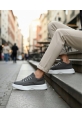 MirgeShoes Antrasit Bağcıklı Erkek Spor Ayakkabı Cilt Deri Merdiven Desen Yüksek BYZ Taban MRG010602650