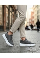 MirgeShoes Antrasit Bağcıklı Erkek Spor Ayakkabı Cilt Deri Merdiven Desen Yüksek BYZ Taban MRG010602650