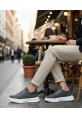 MirgeShoes Antrasit Bağcıklı Erkek Spor Ayakkabı Cilt Deri Merdiven Desen Yüksek BYZ Taban MRG010602650