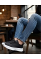 MirgeShoes Siyah Bağcıklı Erkek Spor Ayakkabı Merdiven Desen Yüksek BYZ Taban MRG010602650
